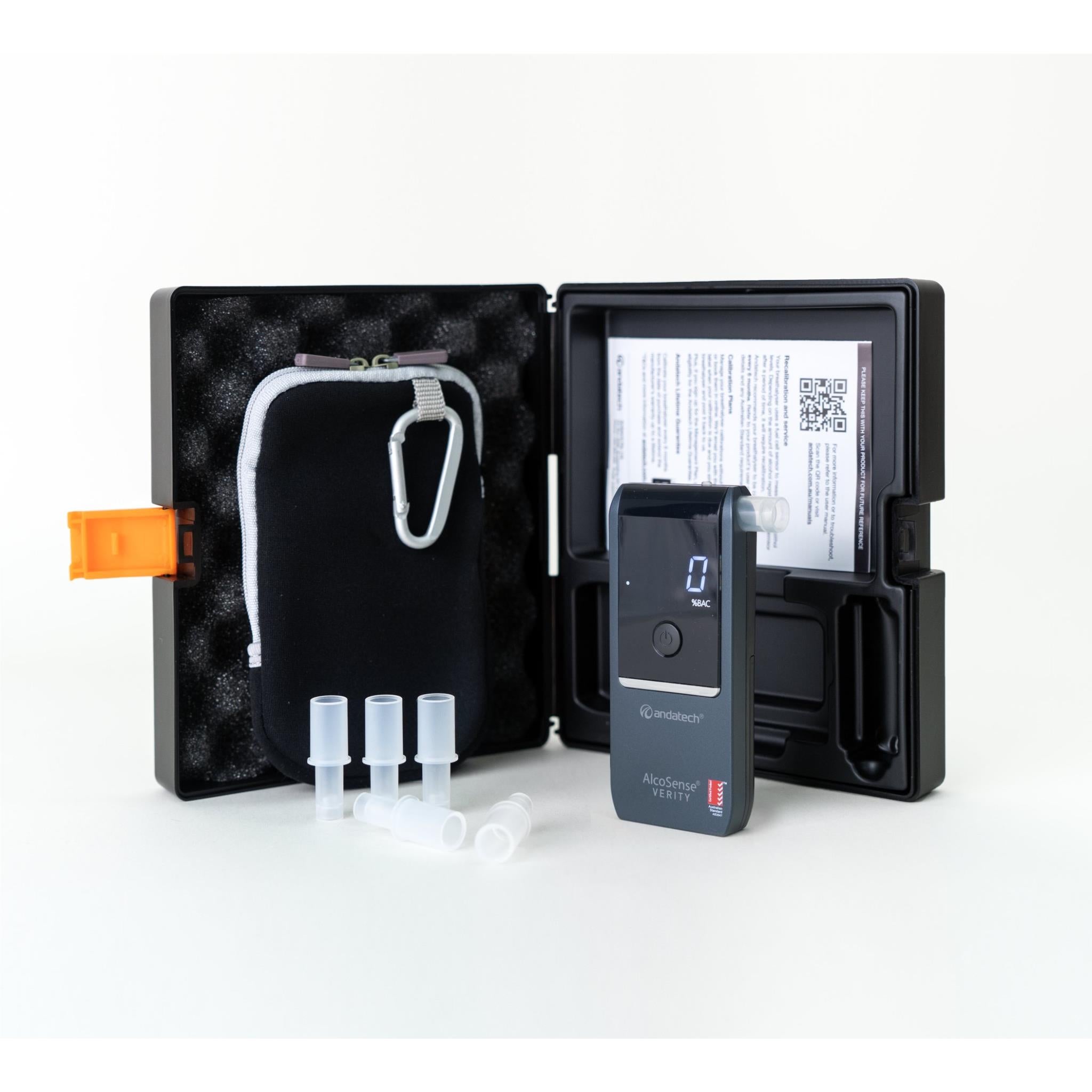 Andatech Alcosense Verity Personal Breathalyser - Navy Blue | Portable Alcohol Breath Tester for Personal & Professional Use | Perfect for Drivers, Workplace Safety & Home Monitoring