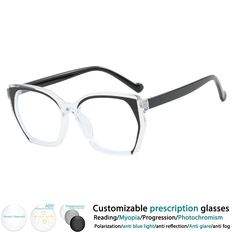 CCspace Women's Full Rim Square TR90 Titanium Eyeglasses Frame 302181 - Lightweight & Durable for Work, Reading & Fashion