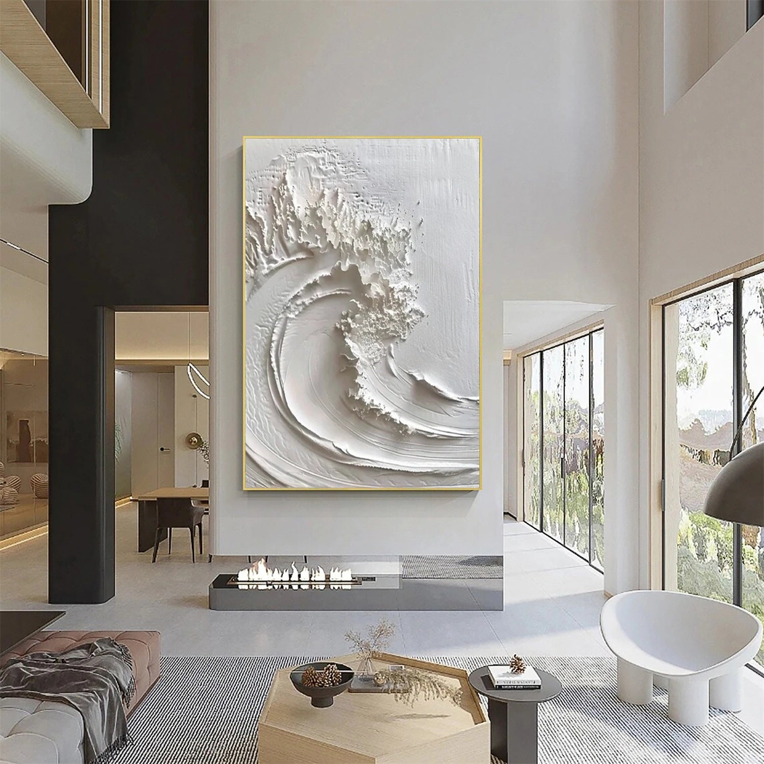 White Minimalist Textured Painting Canvas - Modern Abstract Wall Art for Home & Office Decor | Perfect for Living Room, Bedroom, or Studio | #MM308