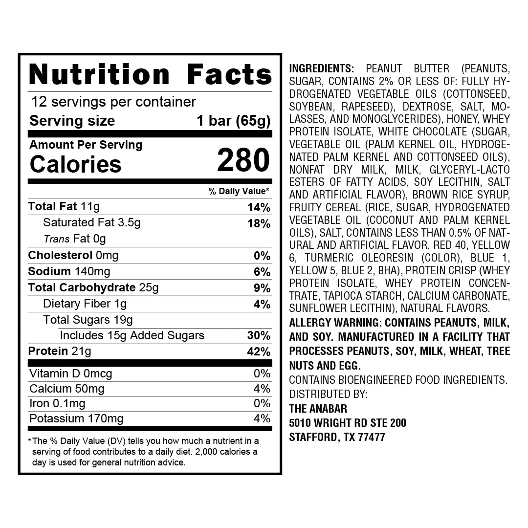 Anabar High Protein Bar - 20g Protein, Low Sugar, Gluten Free Snacks for Energy & Muscle Recovery - Perfect for Gym, Hiking & On-the-Go Nutrition