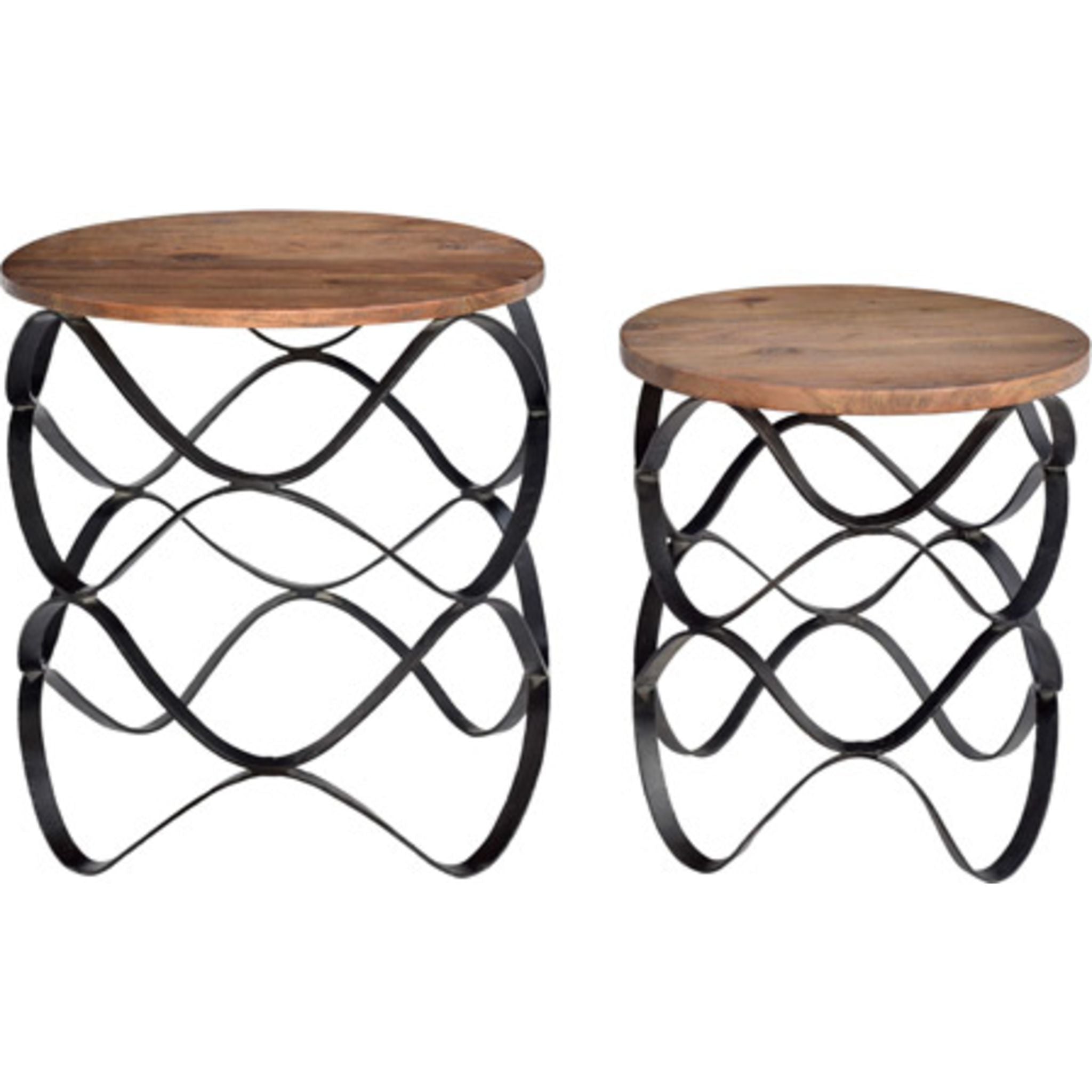 Bengal Wavy Nesting Tables Set of 3 - Cherry & Black Wood Side Tables for Living Room, Bedroom, Office - Space Saving Modern End Tables with Unique Wave Design