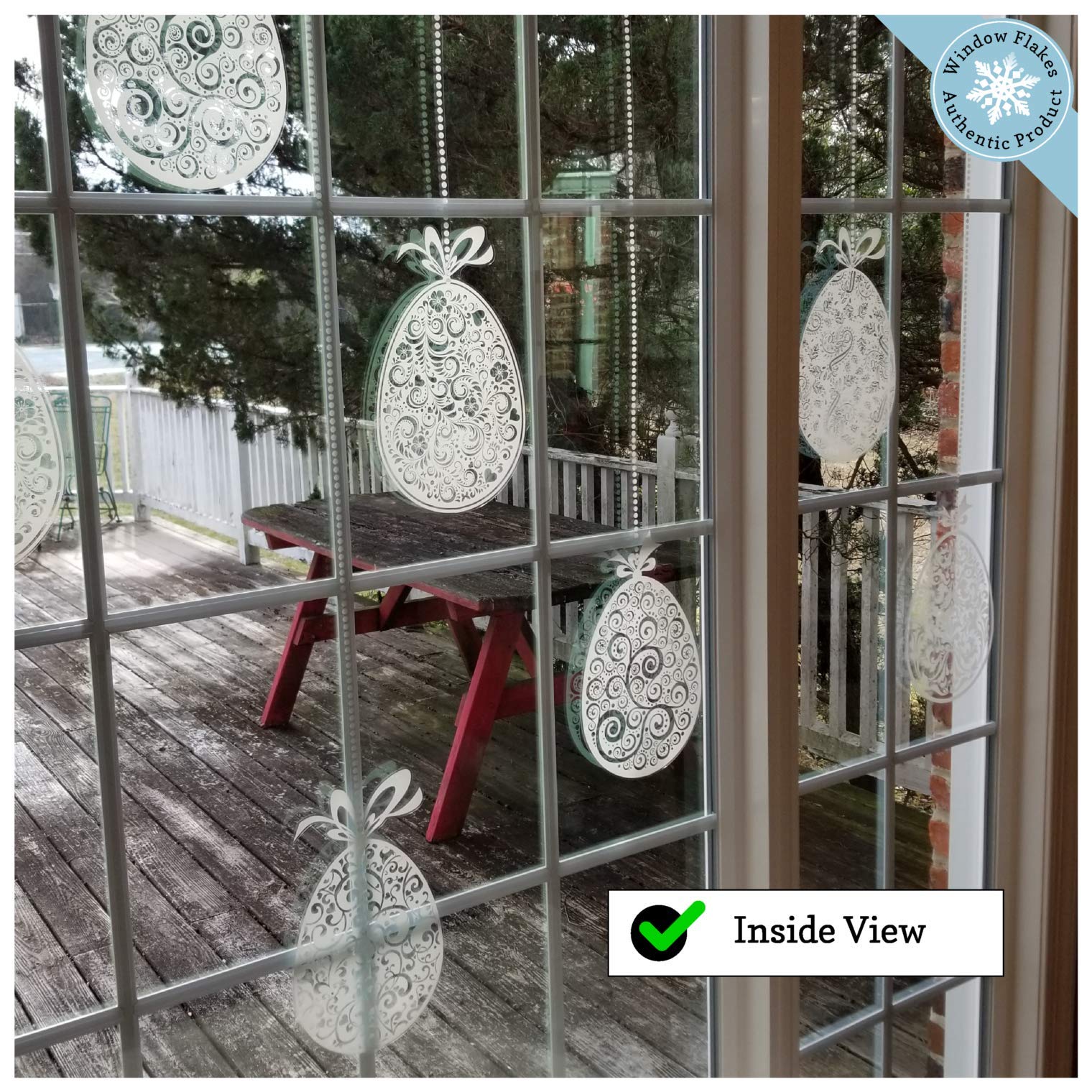 10 Large Beautiful Easter Window Clings - Hanging Egg Decals for Spring Home Decor - White Easter Egg Window Stickers for Holiday Party, Classroom & Nursery Decoration