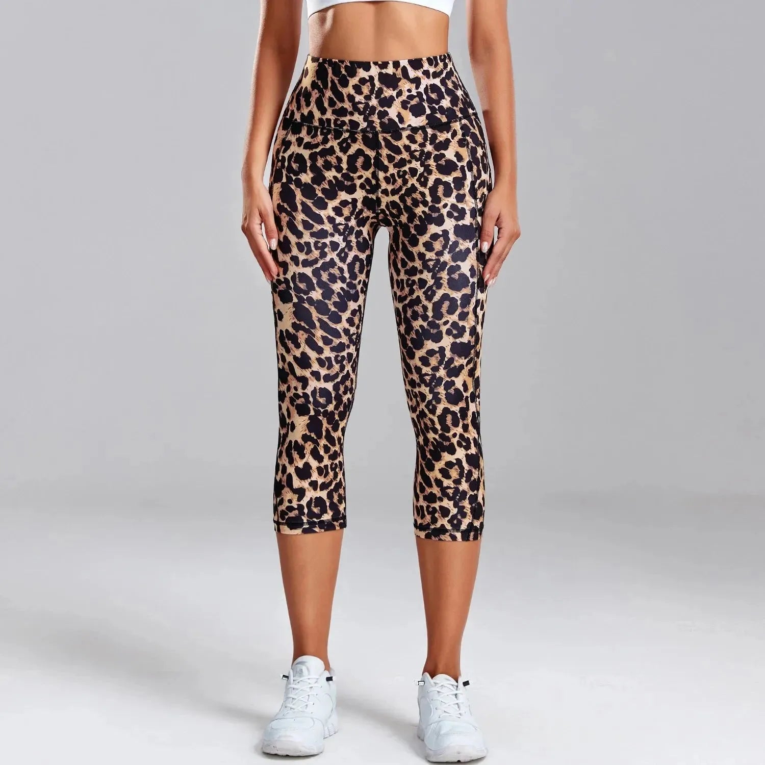Women's Leopard Print Yoga Pants with Pockets - High Waisted Cropped Leggings for Gym, Running & Workouts | Camouflage Jogging Tights | Tie Dye Fitness Apparel for Women | Perfect for Yoga, Pilates & Lounge Wear