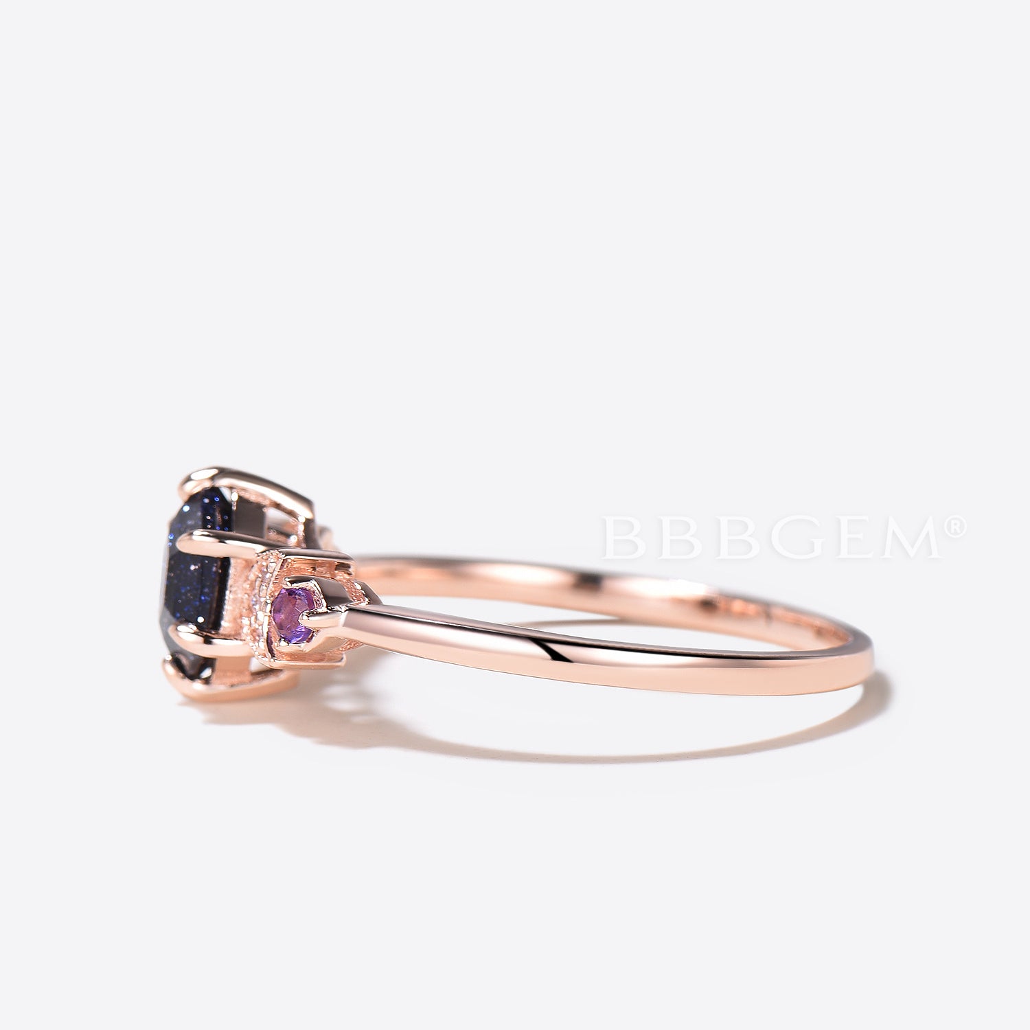 Hexagon Cut Blue Sandstone Engagement Ring - Tourmaline & Amethyst Cluster Wedding Band for Women - Perfect for Proposals, Anniversaries & Romantic Occasions