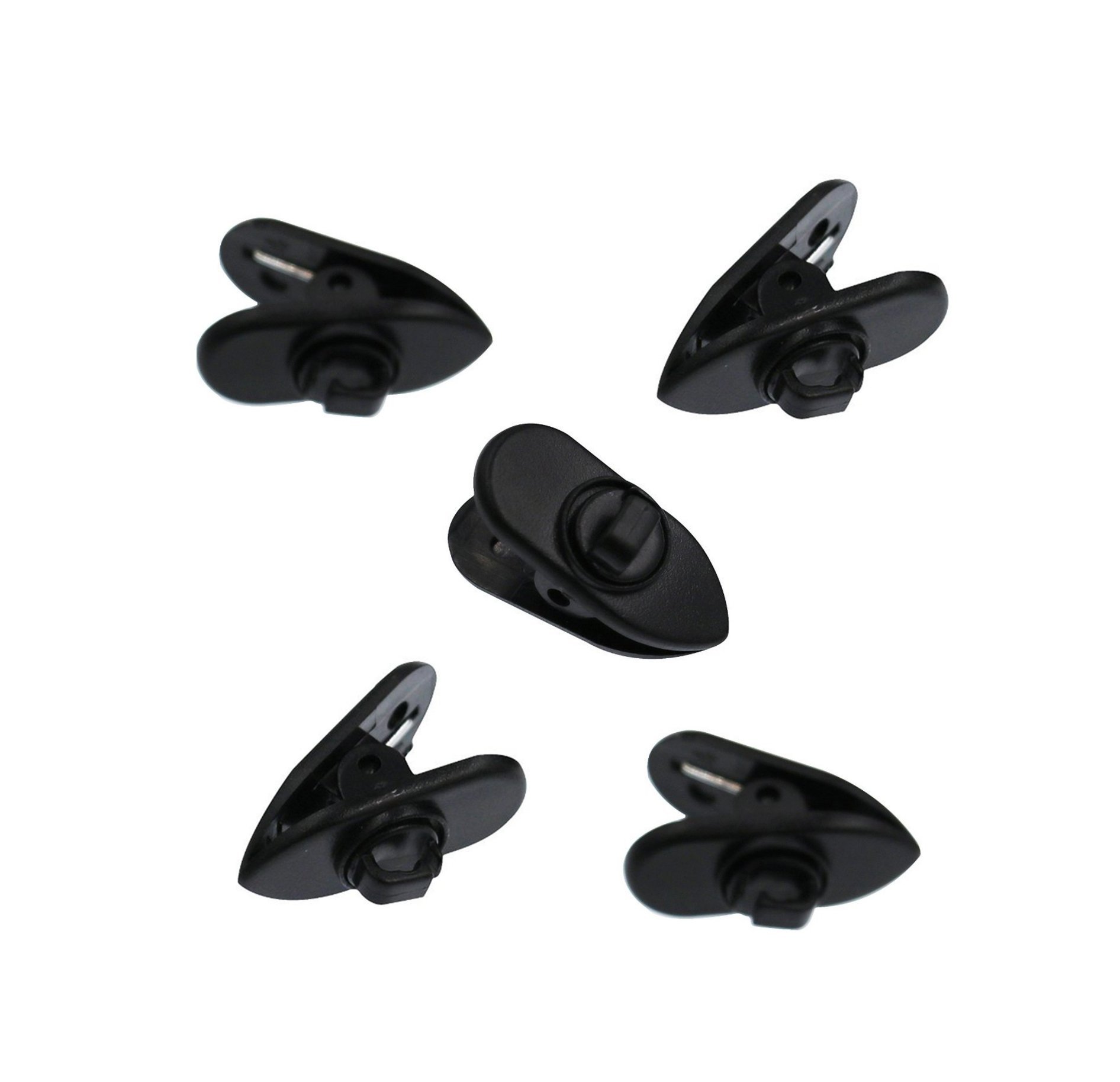 ALXCD 360° Rotating Headphone Cable Clips - 5 Pack Black Wire Organizers for Monster, Sony, Sennheiser & Plantronics Headsets | Secure Earphone Wires to Clothing During Workouts, Commuting & Office Use