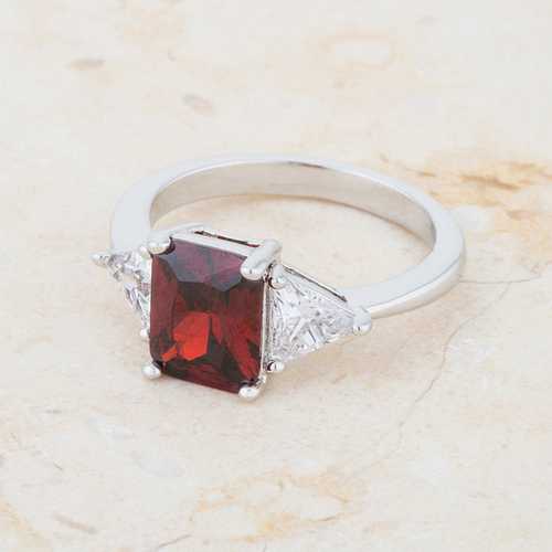 Exquisite Garnet Rhodium Plated Engagement Ring for Women - Perfect for Proposals, Anniversaries & Special Occasions