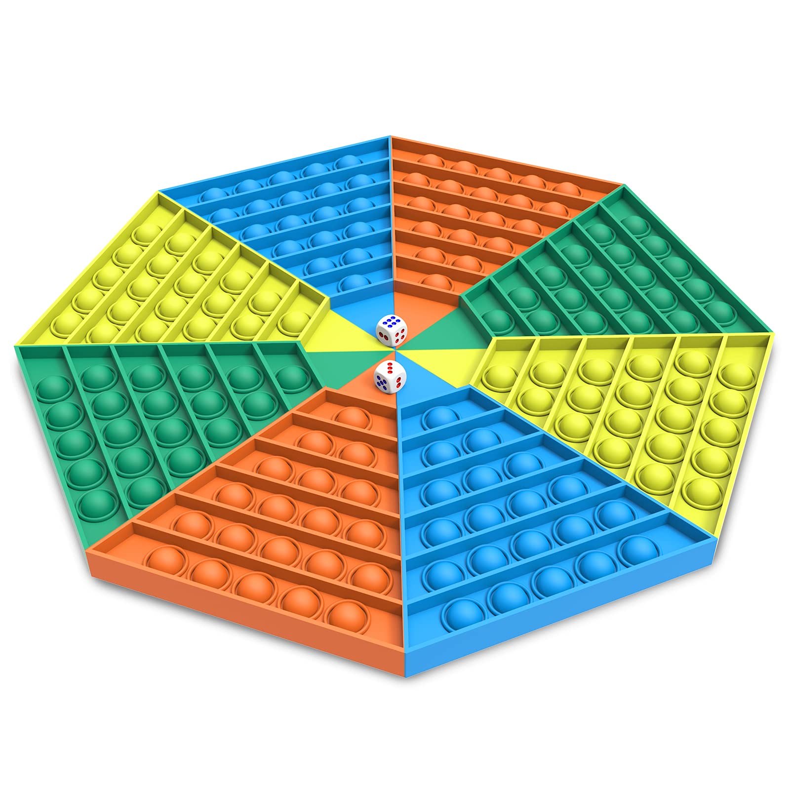 JHZWD Jumbo Pop Game with Dice - Dual Pop Bubbles Sensory Toy Board for 2/4/8 Players - Push Pop Dice Game with 160 Bubbles - Interactive Fidget Toy for Kids & Adults - Perfect for Stress Relief, Family Game Nights & Classroom Activities