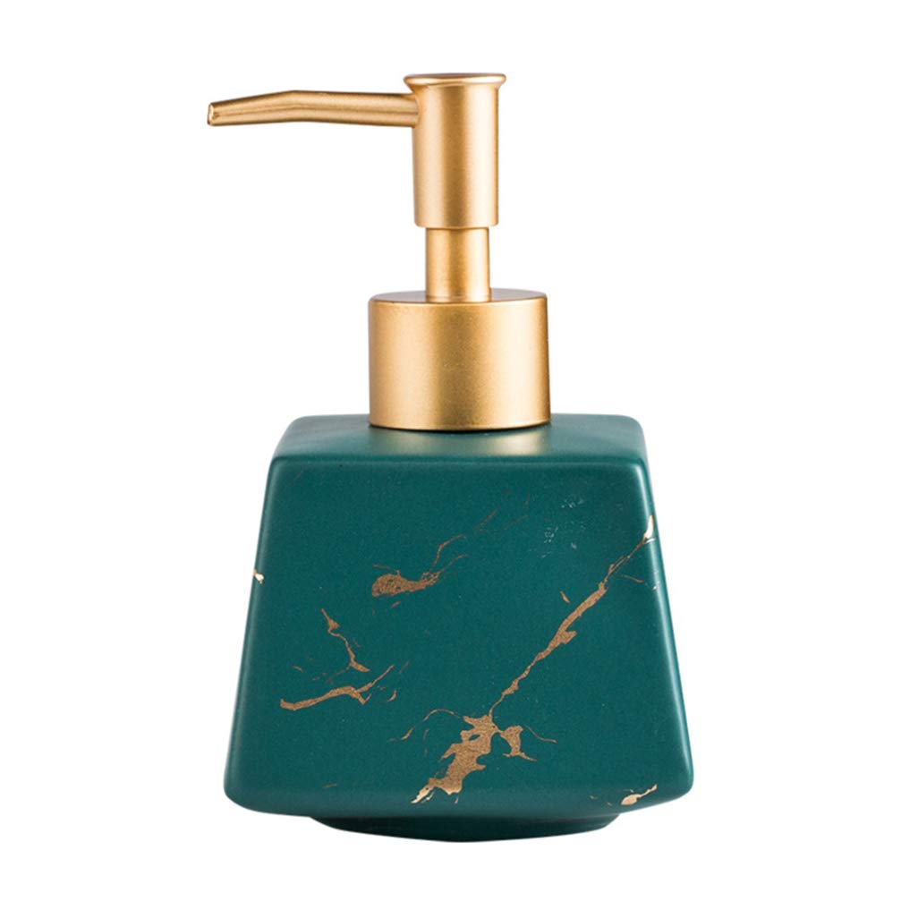 Cabilock 260ml Ceramic Marble Soap Dispenser for Bathroom & Kitchen - Green Hand Lotion Liquid Soap Pump for Countertop | Modern Home Decor, Guest Bath Essentials, Spa-Style Wash Station Accessory