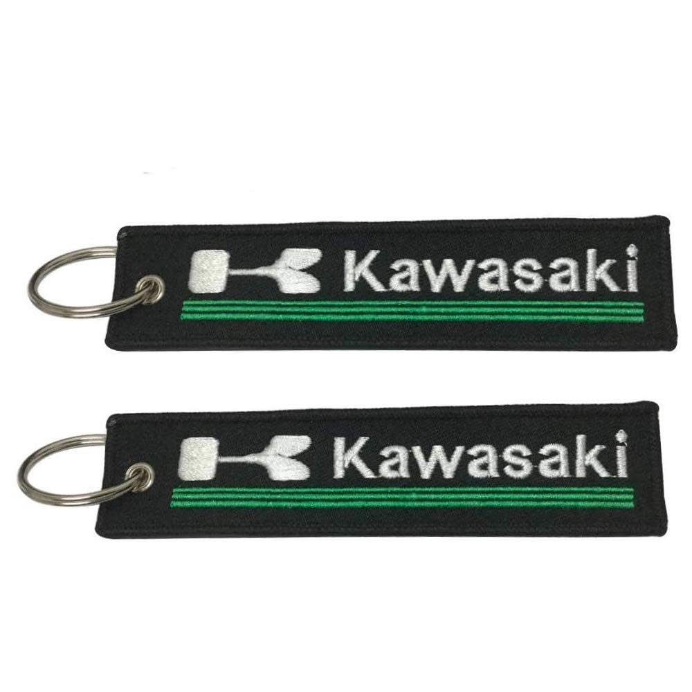 2-Piece Kawasaki Motorcycle Keychain Set - Double-Sided Jet Tag Keychain for Scooters, Cars & Gifts - Perfect for Motorcycle Enthusiasts & Vehicle Accessories