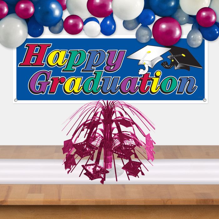 12 Pack Burgundy Graduation Cap Mini Cascade Centerpieces - Perfect for Graduation Party Decorations, Table Centerpieces, and Photo Backdrops