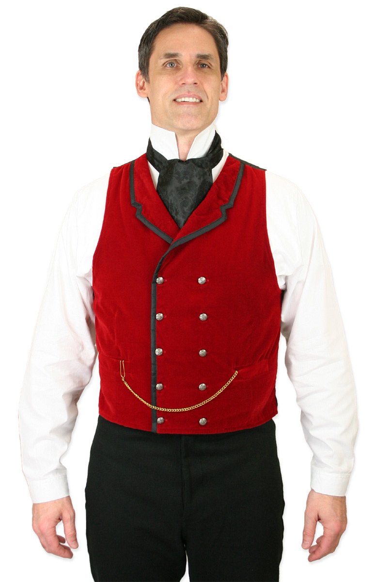 Historical Emporium Men's Velvet Formal Suit Vest | Victorian Edwardian Tuxedo Waistcoat | Elegant Dress Vest for Weddings, Parties & Historical Reenactments