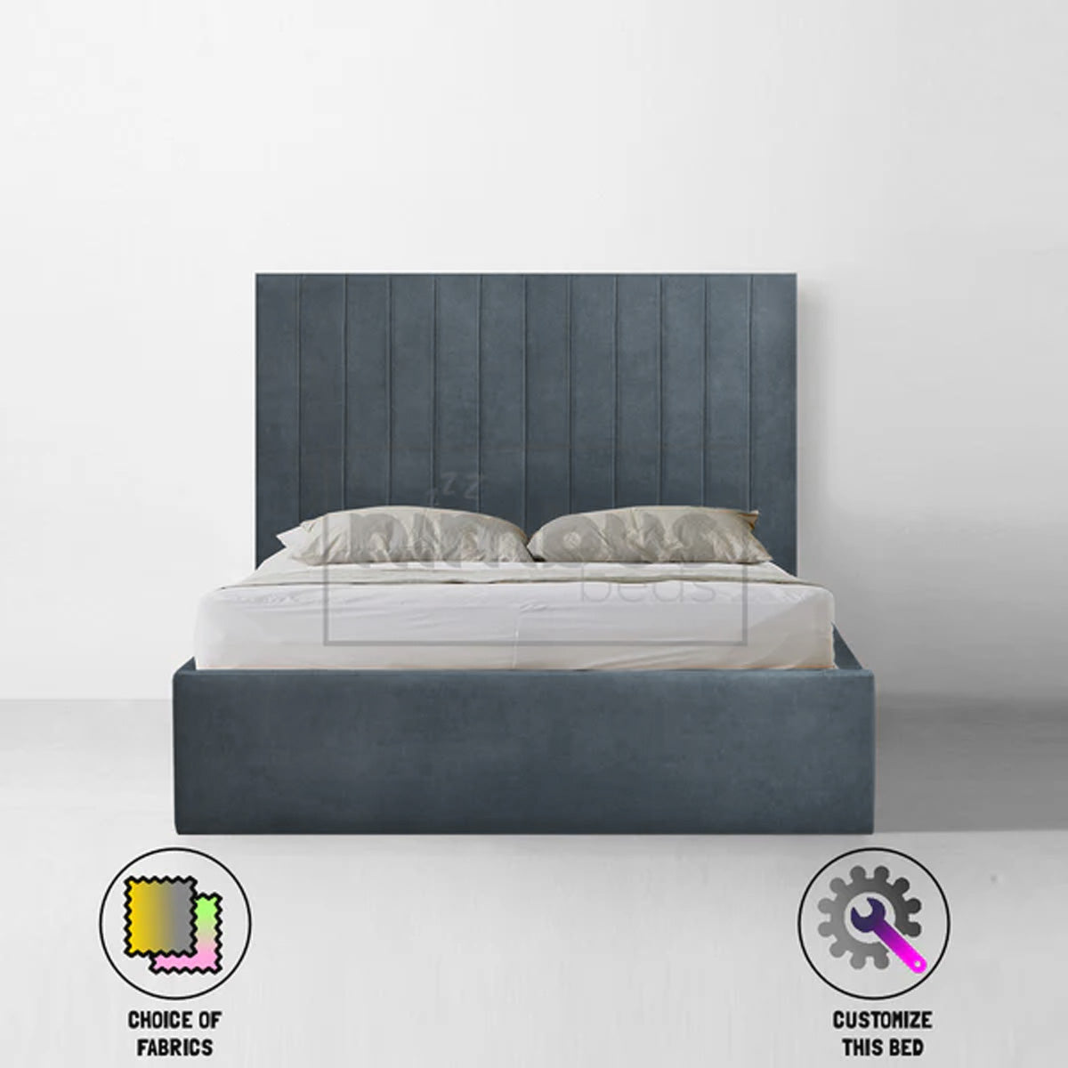 Sturdy Metal Vertical Bed Frame with Headboard - Queen Size Platform Bed for Small Spaces, Modern Bedroom Furniture - Perfect for Apartments, Dorms & Guest Rooms