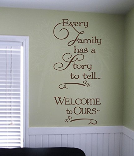 Family Story Quote Wall Decal - 16.5x36 Inch Chocolate Brown Vinyl Sticker for Home Decor | Perfect for Living Room, Bedroom & Nursery Wall Art