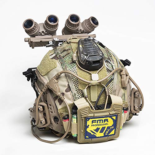 FMA Tactical Helmet Cover with Balancing Weight Pouch & Elastic Battery Holder - DE TB1345 for Maritime Operations, Airsoft, and Military Training