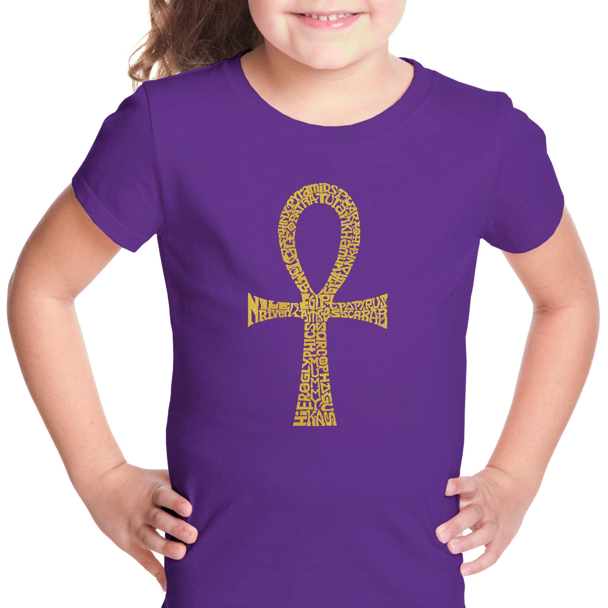 LA POP ART Girl's Word Art T-Shirt - ANKH Design | Trendy Graphic Tee for Teens & Women | Perfect for Casual Wear, Street Style & Festival Outfits