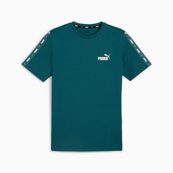 PUMA Men's Essentials Tape Green T-Shirt - Comfortable Cotton Casual Tee for Gym, Workout & Everyday Wear
