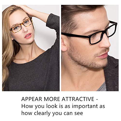 Blue Light Blocking Reading Glasses for Women & Men - Anti Glare Rectangle Eyeglass Frames with Computer Magnification (1.0-3.5) - Perfect for Office Work, Screen Time & Night Reading