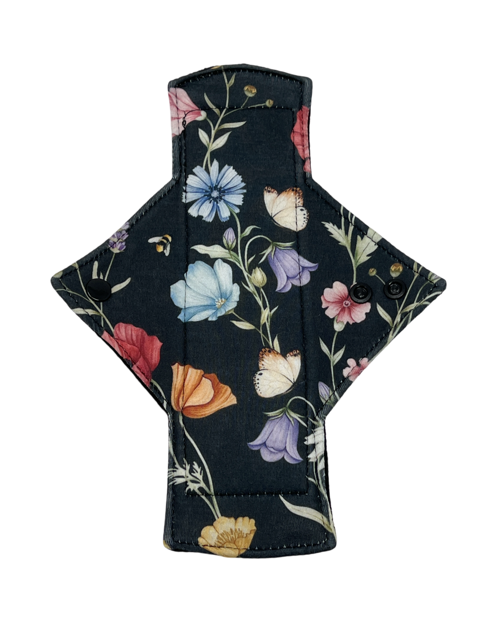Black Wildflower Garden Jersey Limited Edition Heavy Flow Overnight Pads for Women - Ultra Absorbent & Comfortable for Nighttime Use, Postpartum, and Heavy Periods