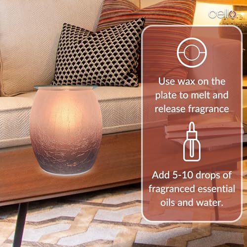 Premium Electric Wax Warmer with Crackle Glass - Aromatherapy Wax Melter for Home, Office & Spa - Perfect for Relaxation & Stress Relief