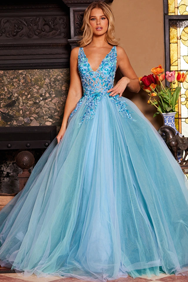 Emma Floral Embroidered Ball Gown - Jovani 23577 | Elegant Prom Dress, Wedding Guest Dress, Formal Evening Gown for Special Occasions