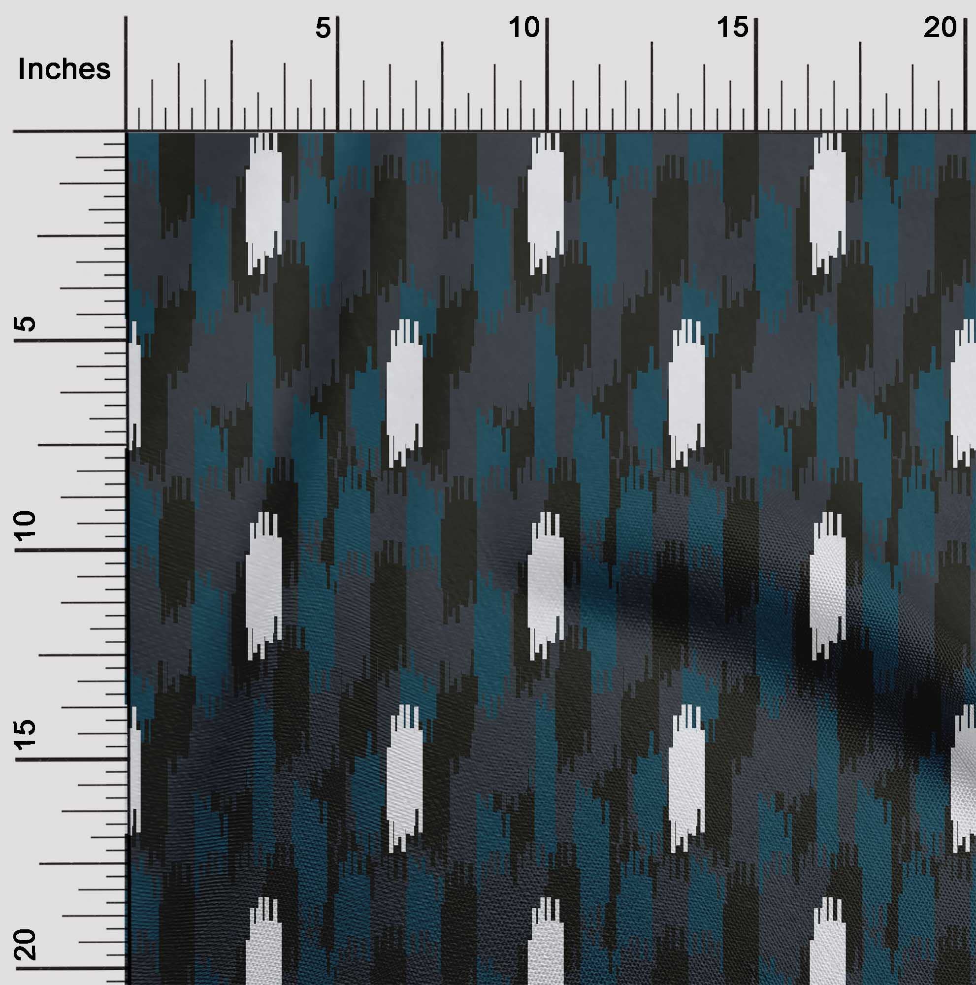 OneOone Silk Tabby Teal Blue Fabric Ikat Print - 42 Inch Wide by The Yard for DIY Clothing, Dresses, Scarves & Home Decor Sewing Supplies | Premium Quality Material for Fashion Design & Craft Projects