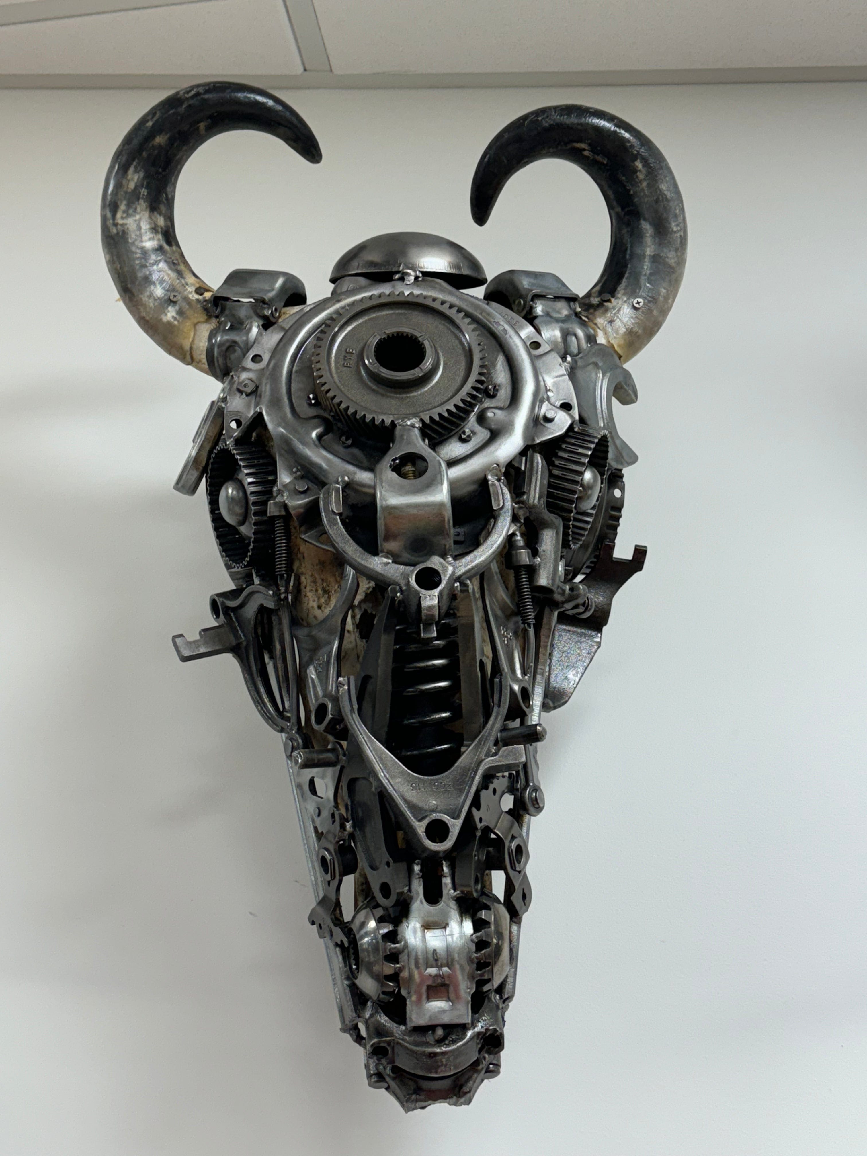 Handmade Bull Skull Metal Wall Art Sculpture - Rustic Western Decor for Home, Office & Ranch | Unique Recycled Metal Artwork for Cowboy & Farmhouse Style