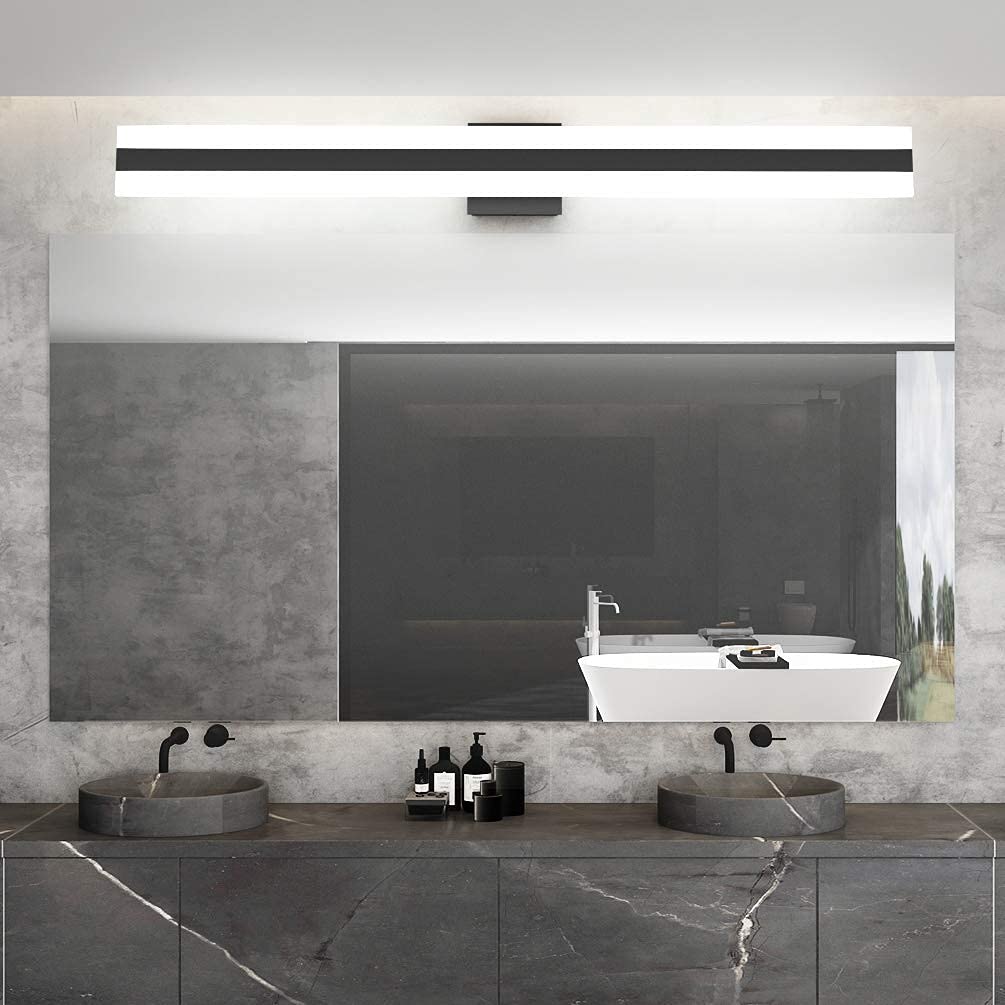 Aipsun Modern Black LED Vanity Light - Up and Down Lighting for Bathroom Mirror, Dressing Room & Makeup Area - Energy Efficient Bathroom Lighting Fixture