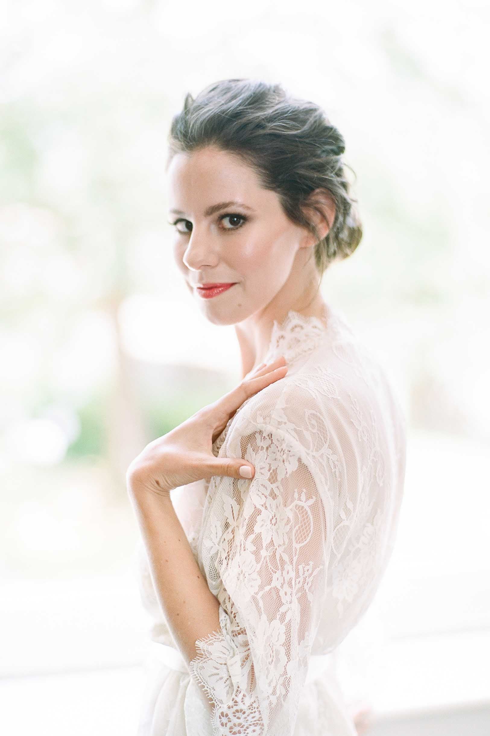 Elegant Swan Queen Ivory Lace Robe Kimono with Silk Lining - Style 104SH | Perfect for Bridal Shower, Wedding Night & Luxury Loungewear