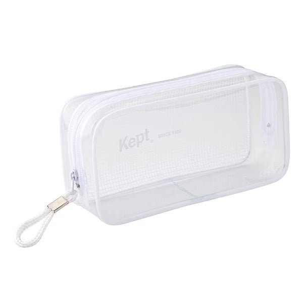 Raymay Fujii Clear Pen Pouch - Transparent Stationery Organizer for Pencils, Pens & School Supplies - Perfect for Students, Office & Travel Use