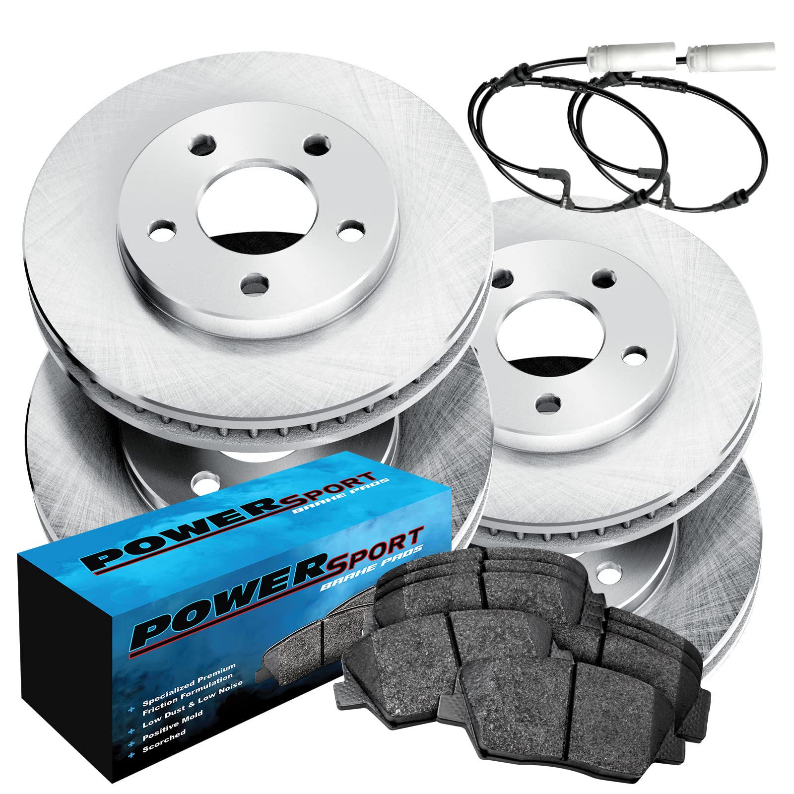 Premium PowerSport Front & Rear Brake Pads & Rotors Kit - Ceramic Brake Set for 1997-2002 BMW Z3 | High-Performance Stopping Power for Street & Track Driving