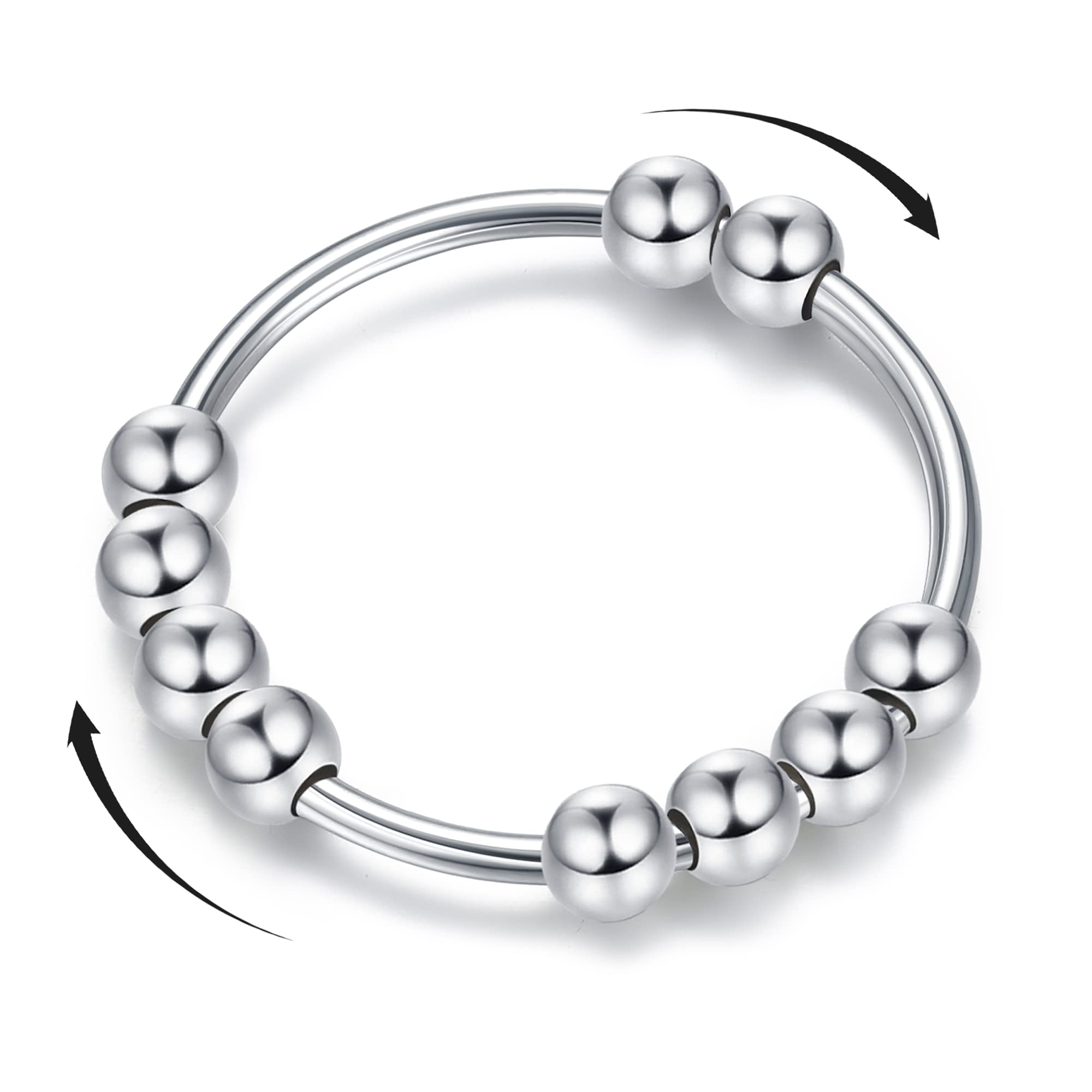 Magitaco Stainless Steel Spinner Rings for Anxiety Relief - Moon, Star, Flower & Butterfly Fidget Rings for Women & Men - Stress Relief, Focus Aid & Sensory Toy for ADHD, Autism & Office Use