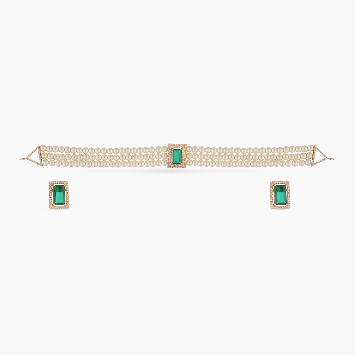 Anna Nakshatra CZ Pearl Choker Necklace Set - Elegant Cubic Zirconia & Pearl Jewelry for Women - Perfect for Weddings, Parties & Special Occasions