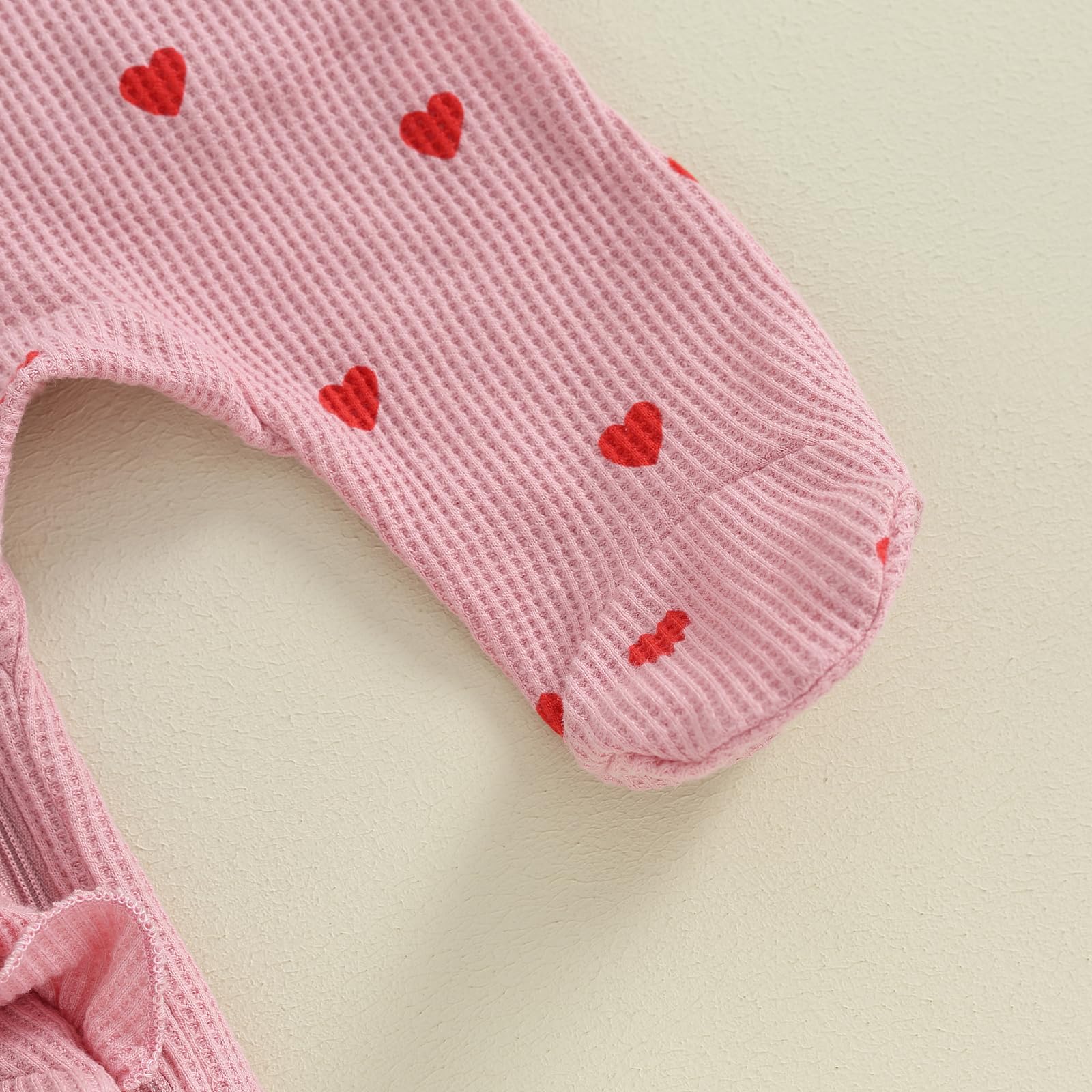 Valentine's Day Baby Girl Outfit - Heart Ruffle Long Sleeve Footie Romper & Headband Set | Newborn Photoshoot, Holiday Party, Family Gathering