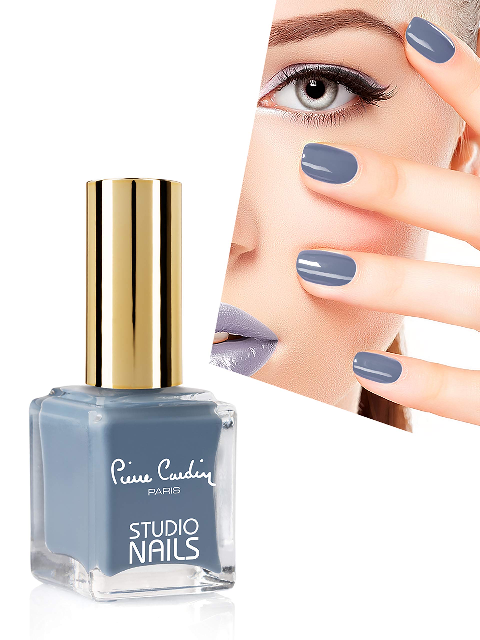 Pierre Cardin Paris Long Lasting Studio Nail Polish - Mineral Oil-Free, 7 Days Perfect Tenacity (75-Dirty Medium Blue) - Professional Salon Quality for Manicures & Pedicures