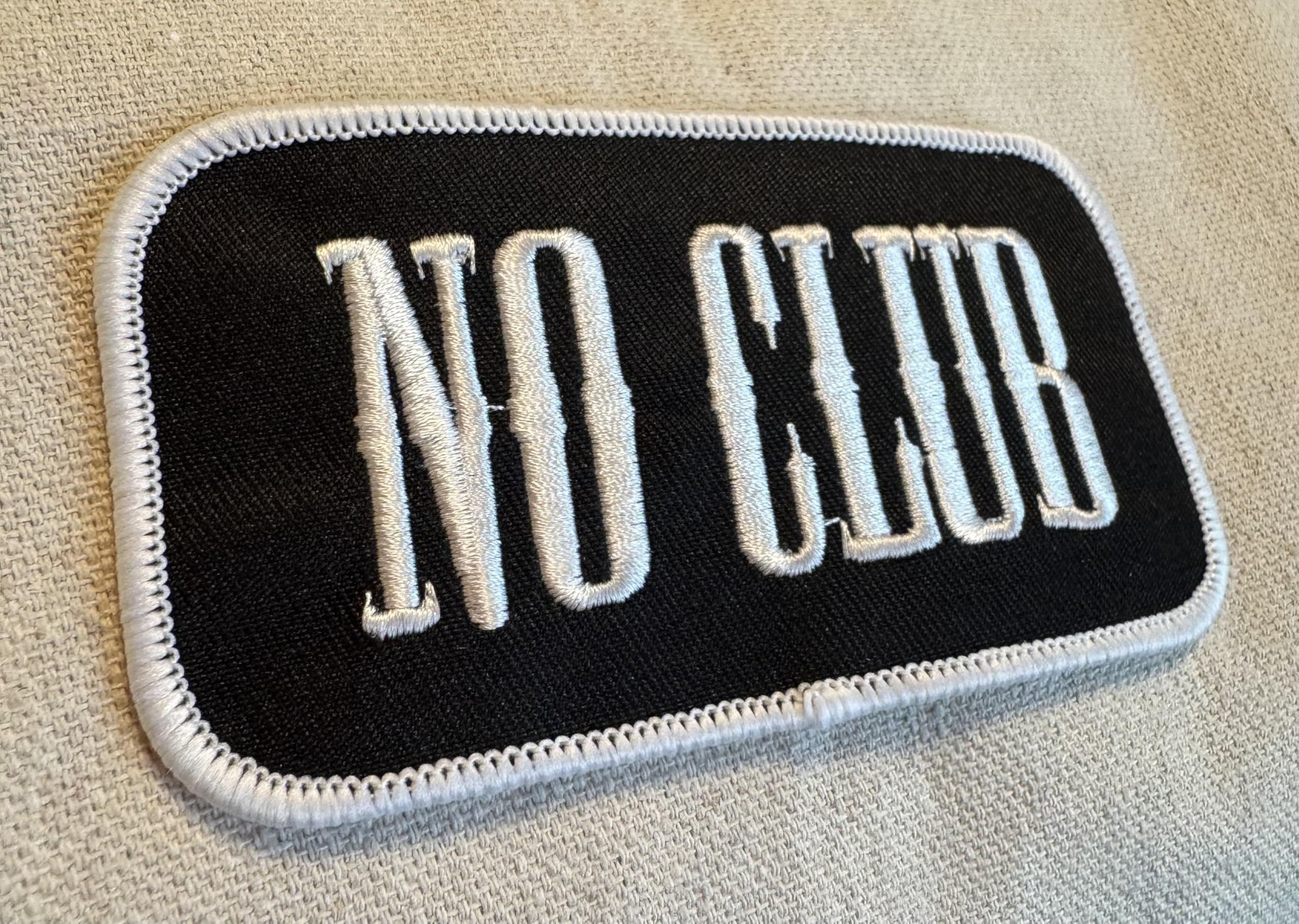 No Club Patch Embroidered Iron-On Independent Biker Emblem for Motorcycle Jackets & Vests - Custom DIY Sewing Badge for Biker Gangs & Riding Clubs