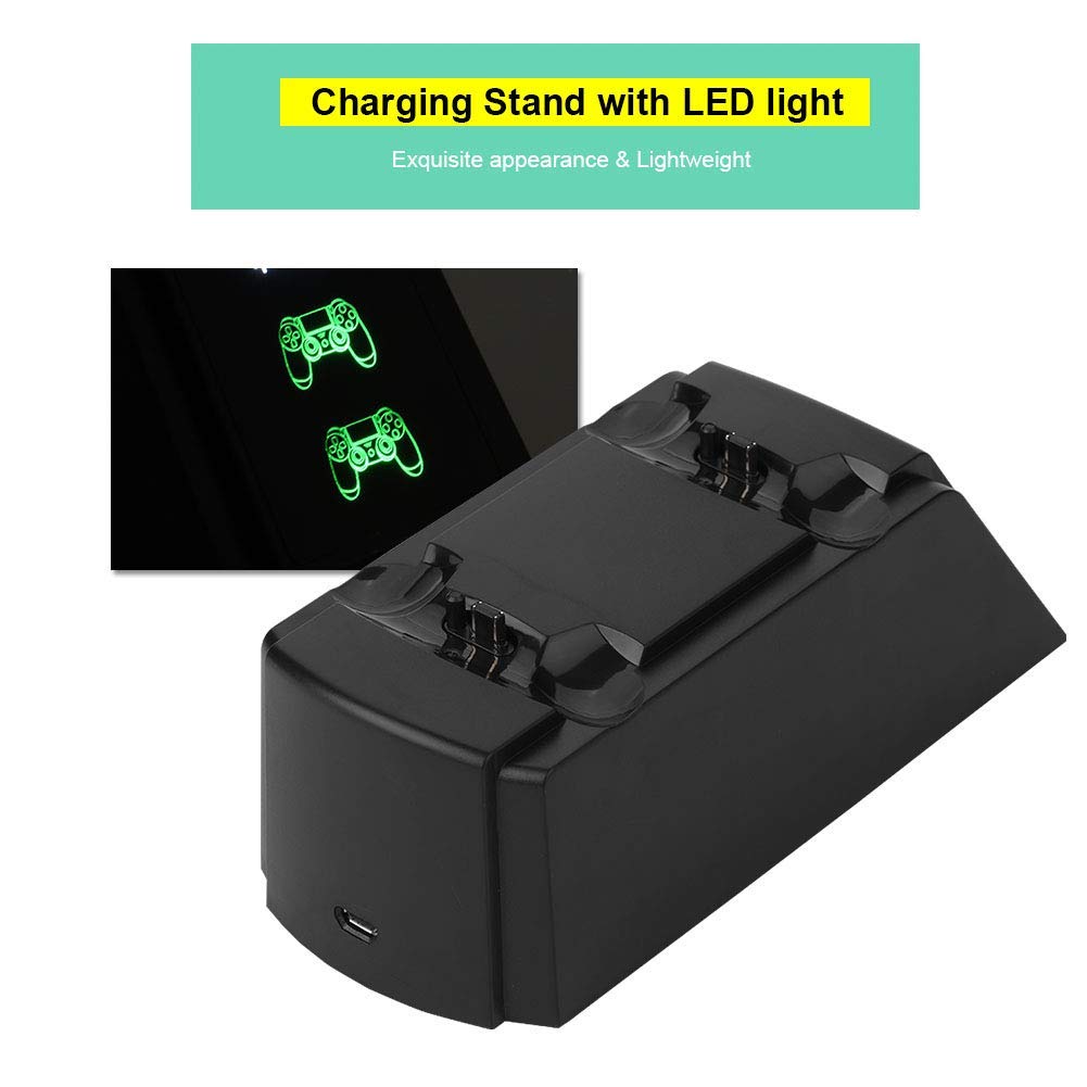 Dual PS4 Controller Charger Station - Fast 2-in-1 USB Charging Dock with LED Indicator for PlayStation 4 Gamepads | Perfect for Multiplayer Gaming & Overnight Charging