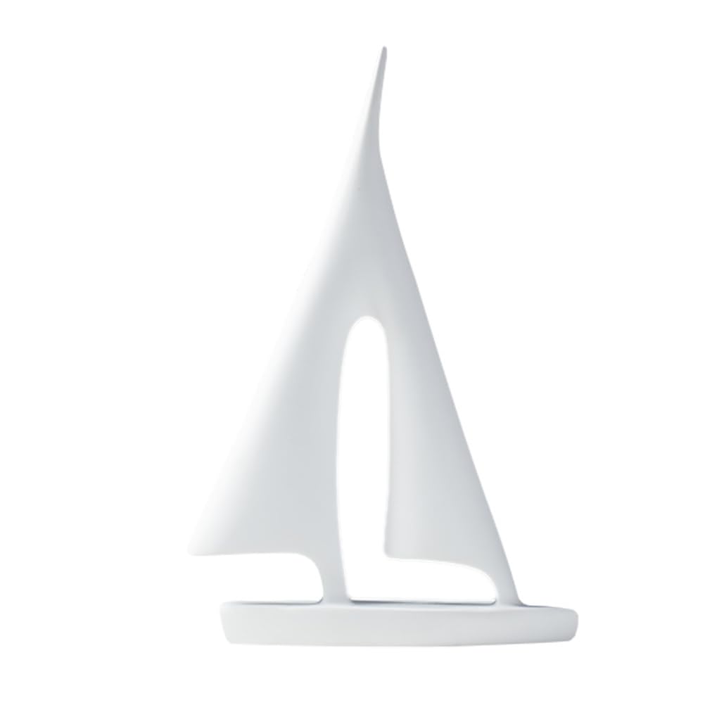 Heallily Mini Sailing Boat Resin Nautical Decor - Small Sailboat Beach Figurine for Mediterranean Style Home, Bedroom, Corridor, Garden & Office Decoration - Perfect for Coastal Themed Interiors and Beach House Accents