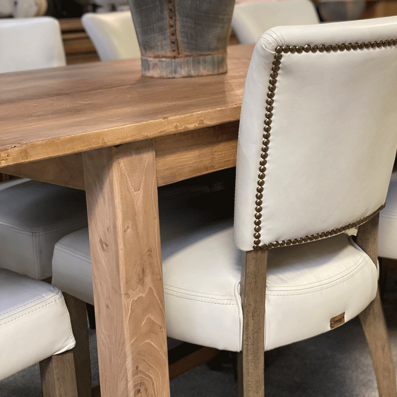 Loire Elm Dining Table 240cm - Solid Wood Farmhouse Dining Table for 8-10 - Perfect for Family Gatherings & Dinner Parties