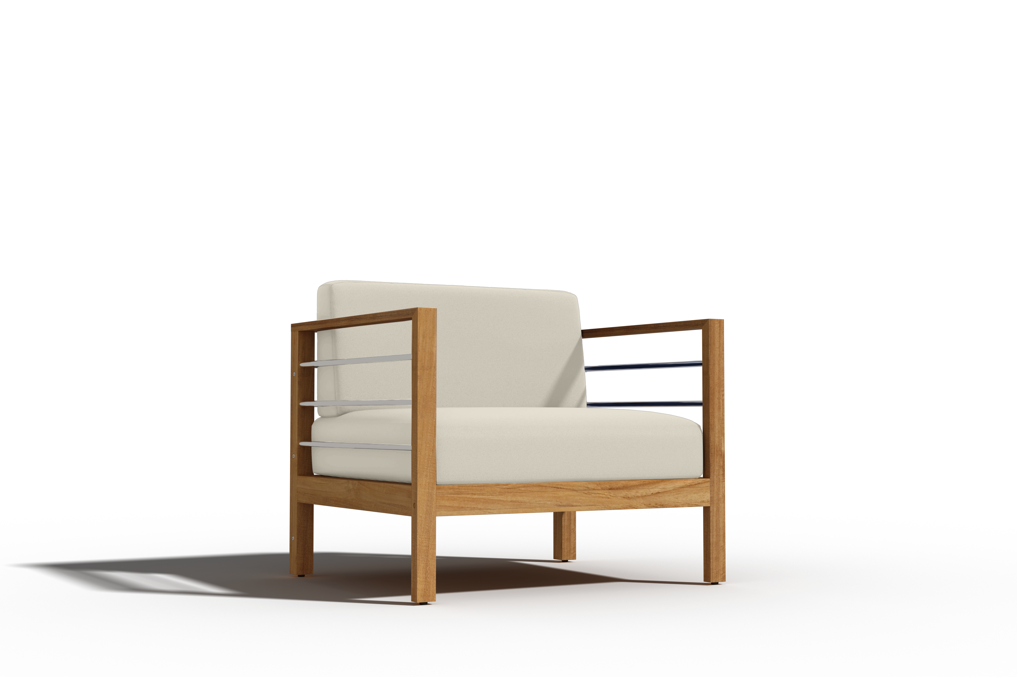 Premium Leon Teak Outdoor Club Chair with Sunbrella Canvas Cushion - Weather-Resistant Patio Furniture for Poolside, Garden & Backyard Relaxation