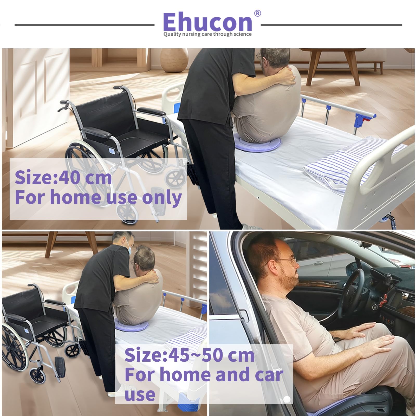 360 Degree Swivel Car Seat Cushion - Rotating Pivot Disc Pad for Elderly & Disabled - Easy Transfer from Bed to Wheelchair - Perfect for Mobility Assistance & Comfortable Driving