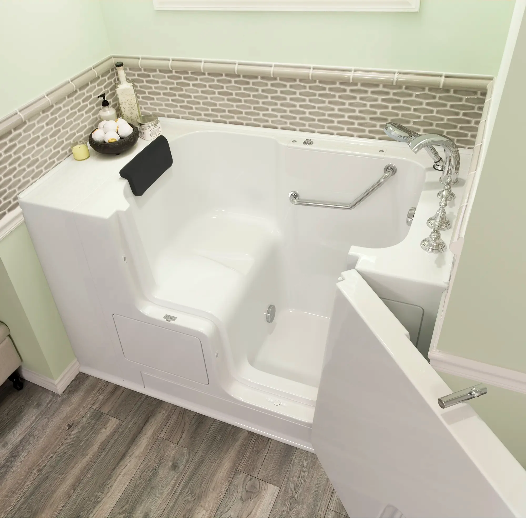 Premium 32 x 52 Inch Gelcoat Walk-In Bathtub with Soaker System & Right Hand Drain - Non-Slip Soaking Tub for Elderly & Mobility Assistance - Perfect for Relaxation & Hydrotherapy at Home