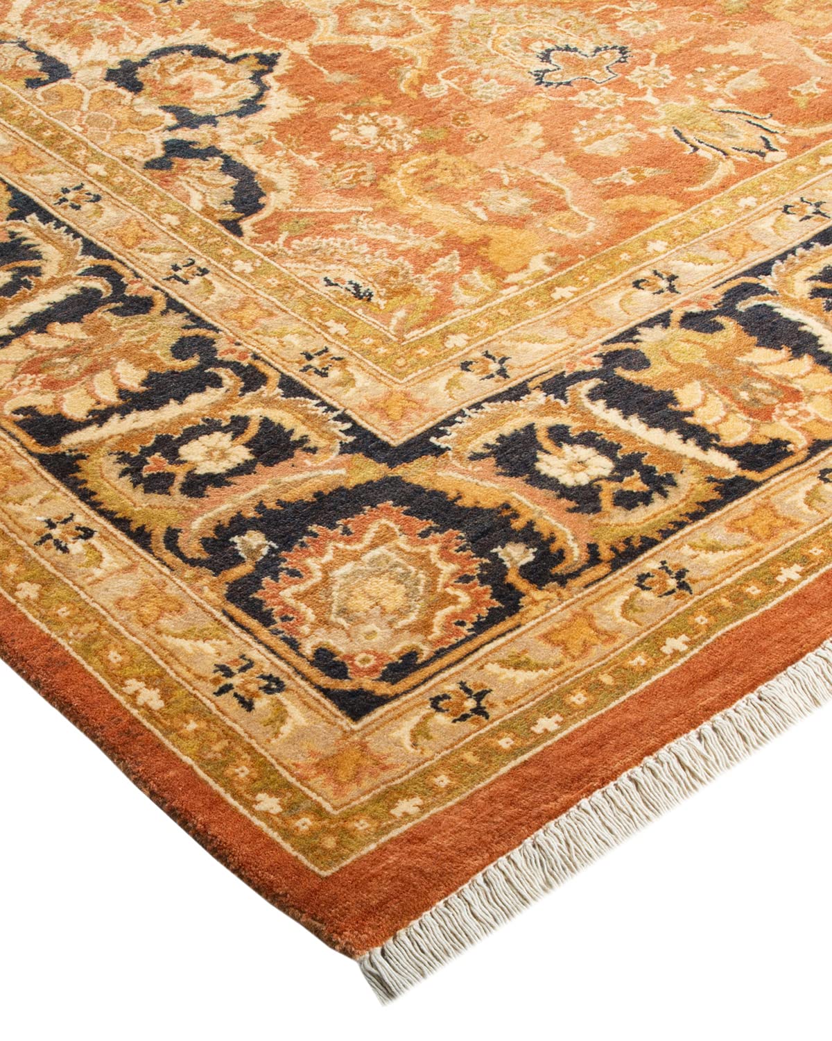 Handmade Wool Traditional Floral Mogul Brown 6x9 Area Rug - One of a Kind Hand Knotted Persian Rug for Living Room, Bedroom & Home Decor