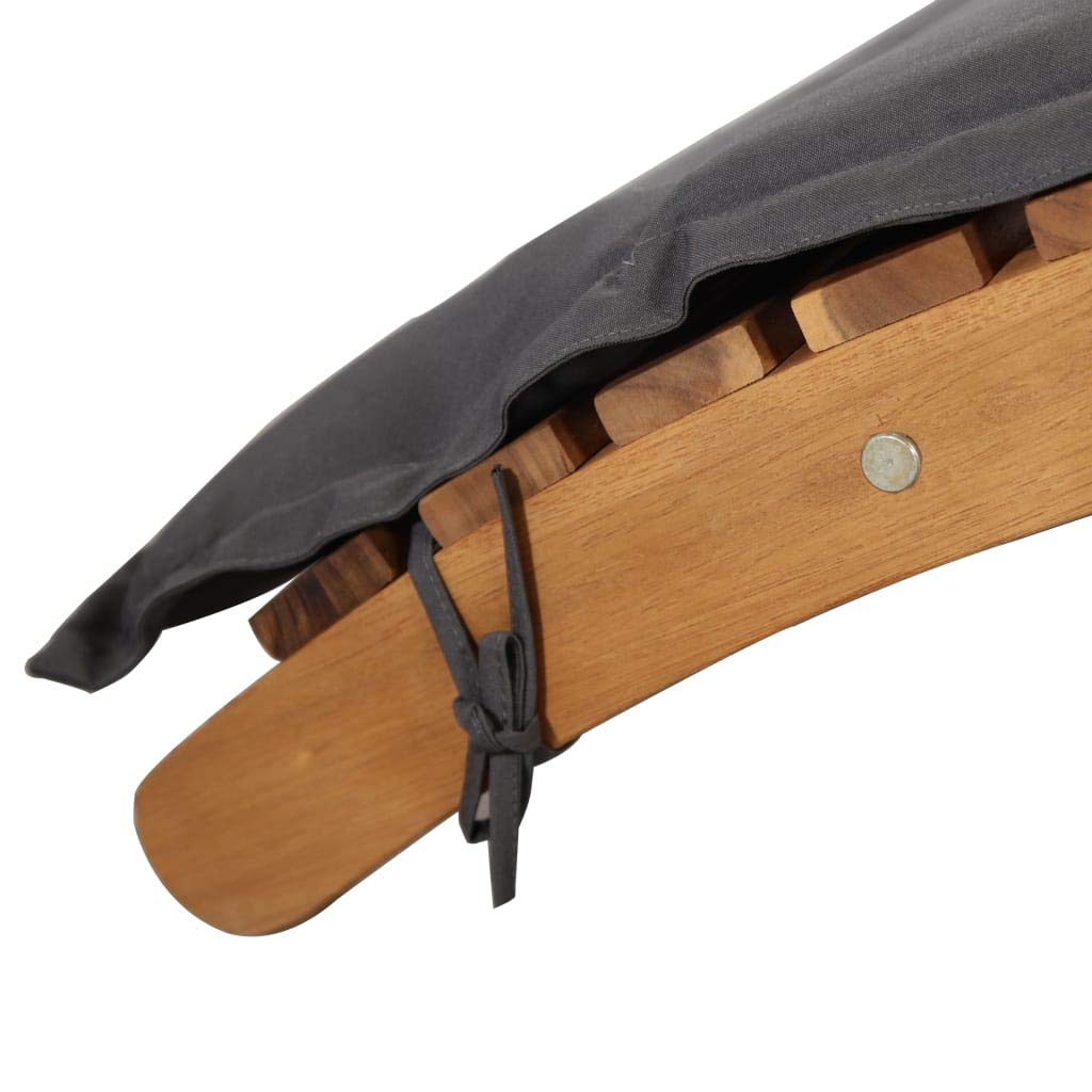 Premium Reclining Beach Chair with Cushion - Solid Acacia Wood Sun Lounger in Dark Gray - Patio, Deck, Balcony, Garden & Indoor Use - Perfect for Sandy Beaches, Poolside Relaxation & Outdoor Lounging