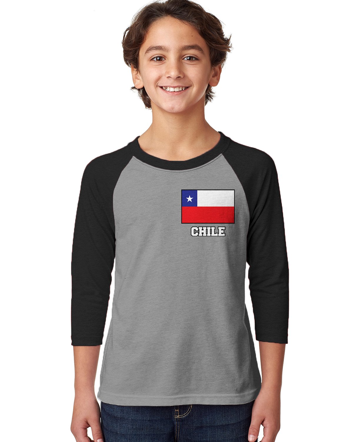 SpiritForged Apparel Chile Flag Toddler 3/4 Sleeve Raglan Shirt - Patriotic Baby Clothes for Boys & Girls - Perfect for National Holidays, Soccer Games & Family Events