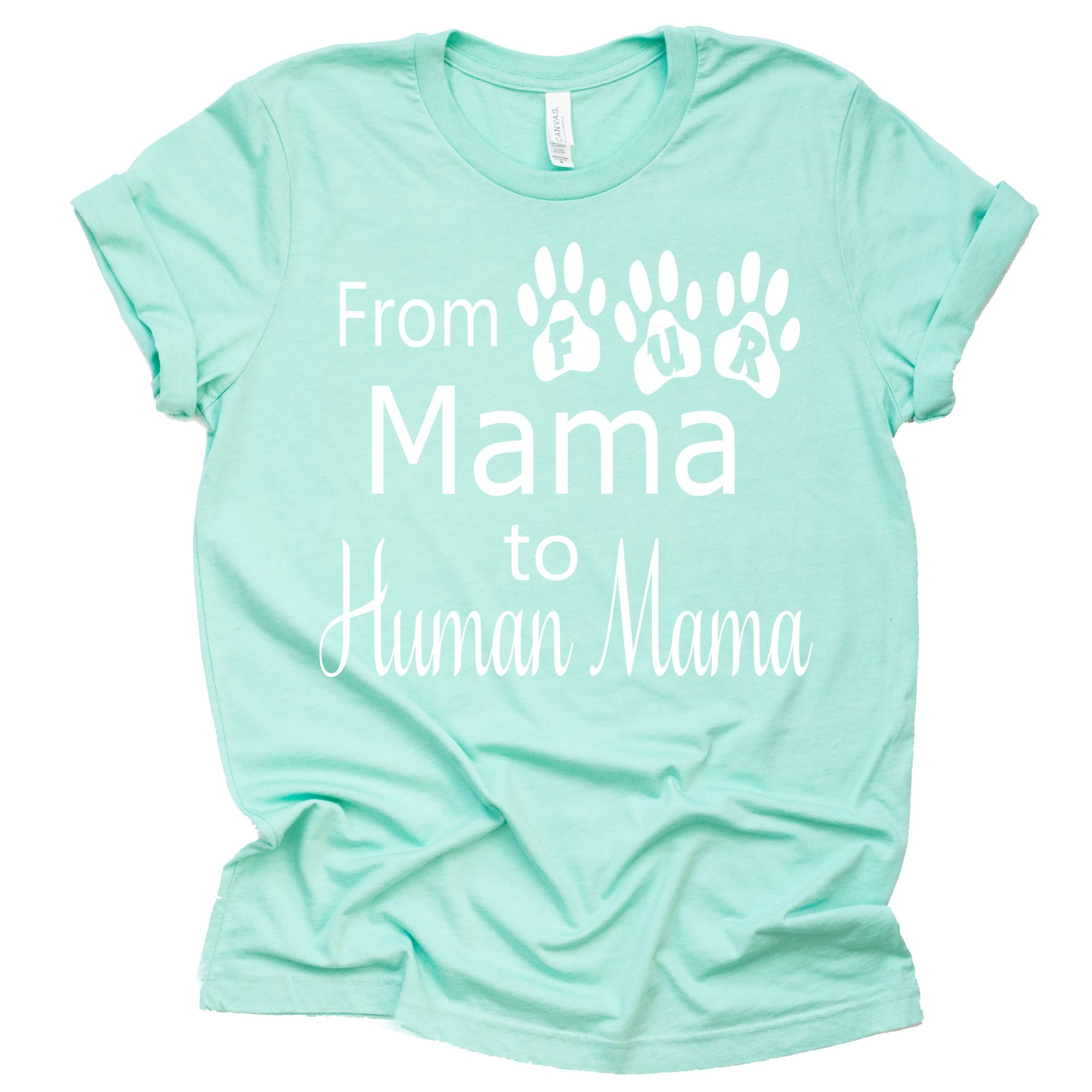Vintage Retro Pregnancy Announcement Shirt - From Fur Mama to Human Mama - Perfect for Gender Reveal, Baby Shower & Maternity Photoshoot