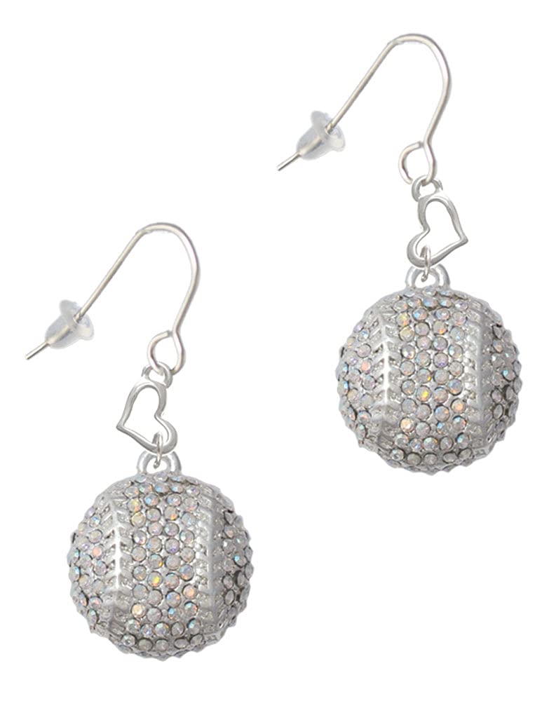 Sparkling Silvertone Crystal Heart French Earrings for Women - Elegant Softball Studs for Daily Wear, Parties & Gifts