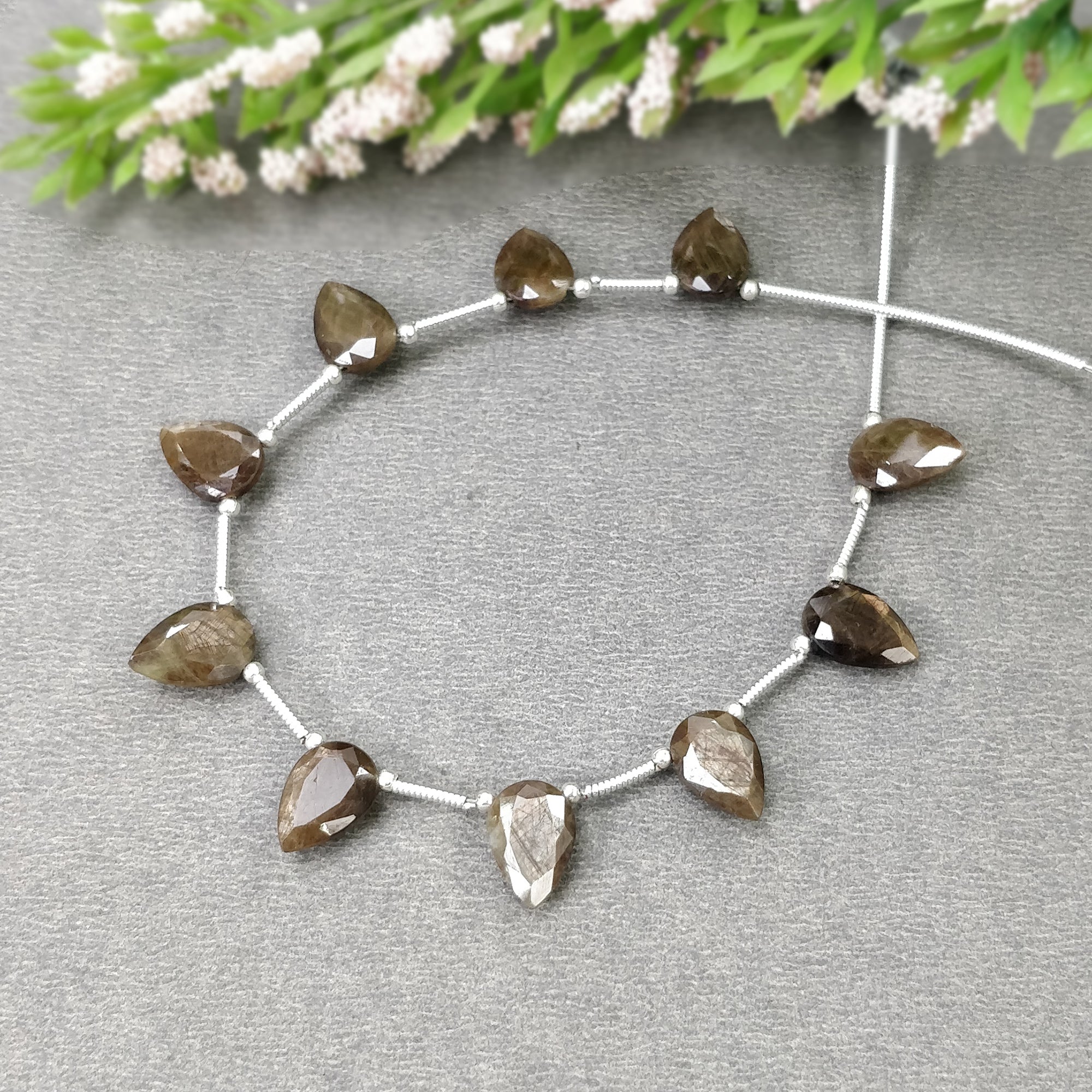 Natural Unheated Golden Brown Chocolate Sapphire Gemstone Loose Beads - 27.00cts Pear Shape Faceted Beads 10x7mm for Jewelry Making, DIY Crafts & Beading Projects