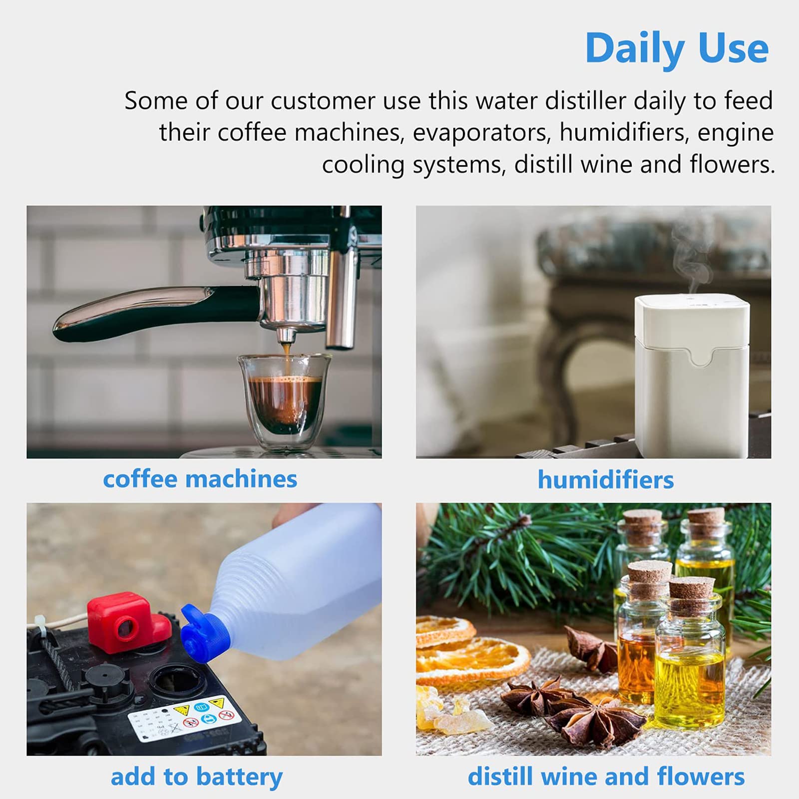 1 Gallon (4L) Pure Water Distiller Machine - 750W Countertop Water Filtration System with 1L/H Output | Home & Office Use for Drinking, Cooking, Baby Formula, and Aquariums