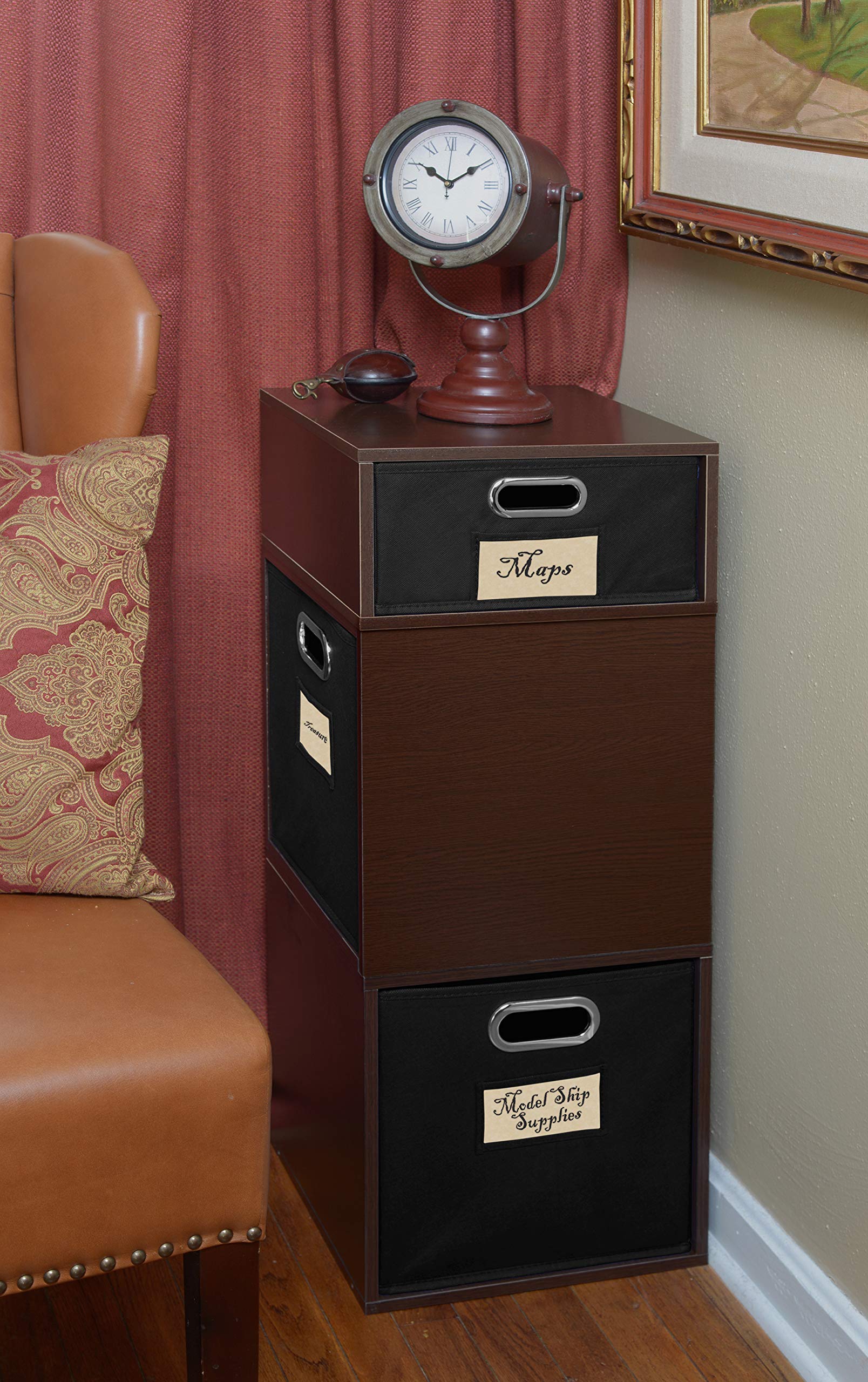 Premium Niche Cubo Deluxe Storage Set with Full & Half Size Cubes (2+1) - Truffle Brown | Modular Organizer for Closet, Nursery & Home Office Storage Solutions