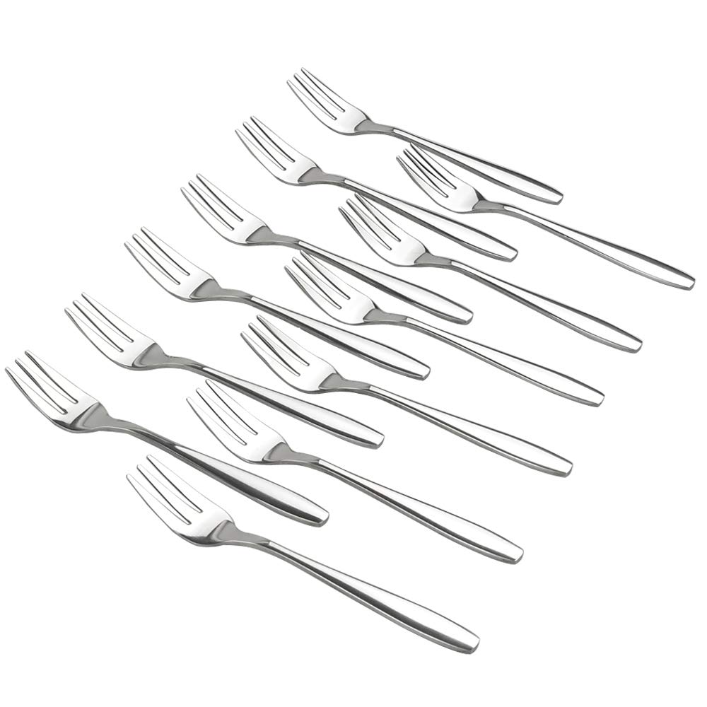 Ggbin 12-Piece Stainless Steel Tasting Forks Set - 6 Inch 3-Tine Appetizer Forks for Cheese, Desserts, Cocktail Parties & Catering Events